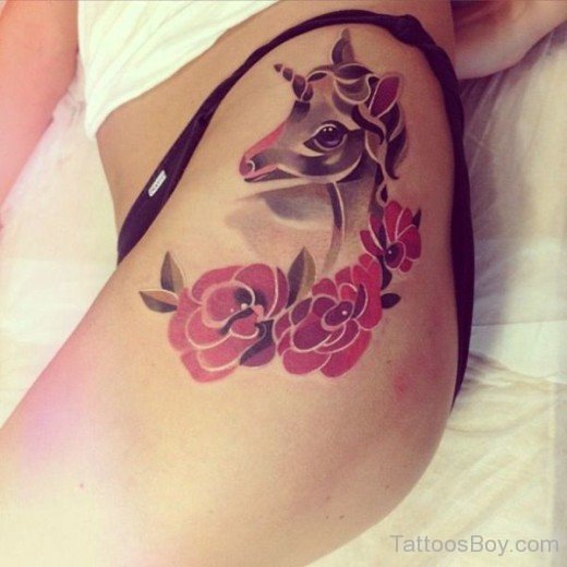 Unicorn Tattoo On Thigh 