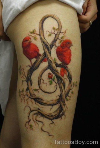 Bird Tattoo On Thigh
