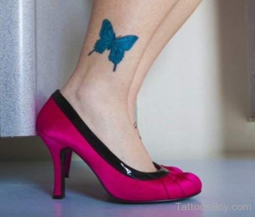 Blue Butterfly Tattoo On Ankle-TB1020-TB1039