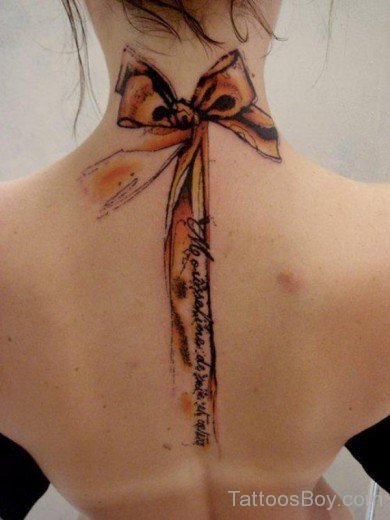 Bow Tattoo On Nape