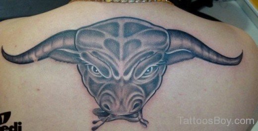 Bull Face Tattoo On Back