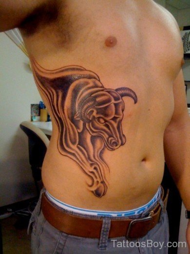 Bull Tattoo Design On Rib  