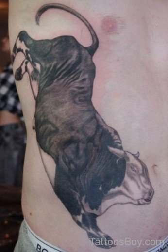 Bull Tattoo On Rib