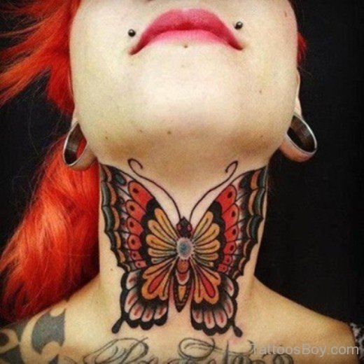 Butterfly Tattoo Design On Neck
