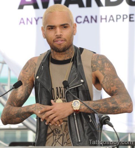 Chris Brown Full Sleeve Tattoo