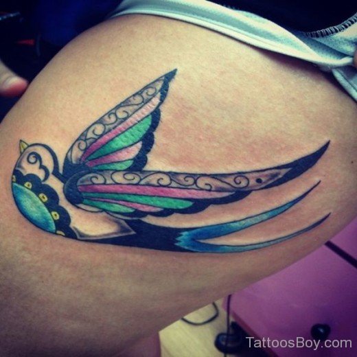Swallow Tattoo On Thigh