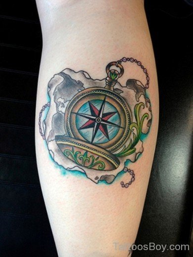 Colorful Compass Tattoo