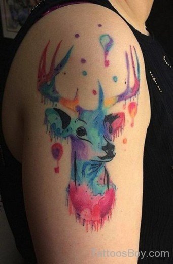 Colorful Deer Tattoo