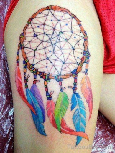 Dreamcatcher Tattoo On Thigh 