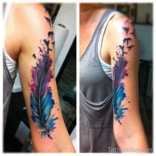 Colorful Feather Tattoo 