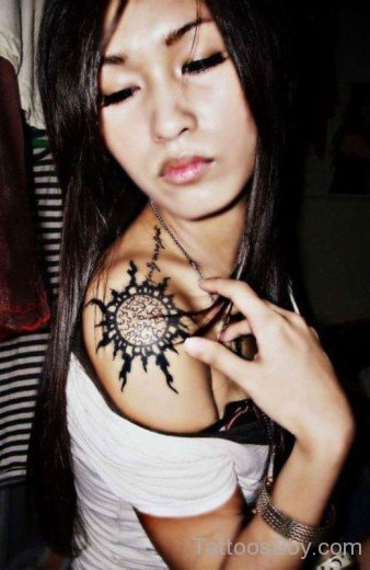 Sun Tattoo On Shoulder