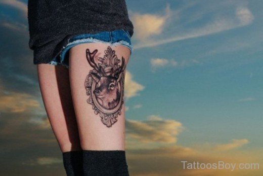 Deer Tattoo Design On Thigh-TD1035-Tb1048