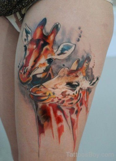 Deer Tattoo On Thigh