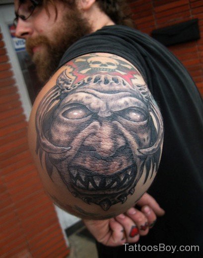Devil Tattoo On Elbow
