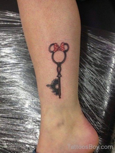 Disney Key Tattoo On Leg