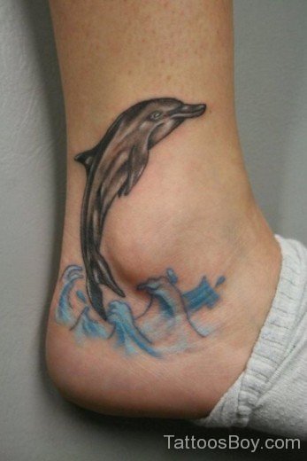 Dolphin Tattoo Design On Ankle-TD116-Tb1062