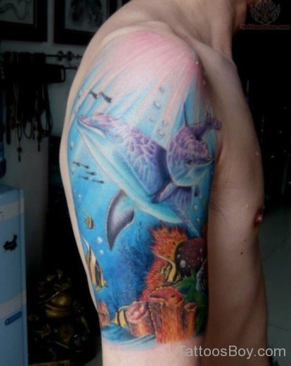 Dolphin Tattoo On Shoulder