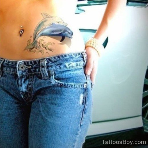 Dolphin Tattoo On Waist