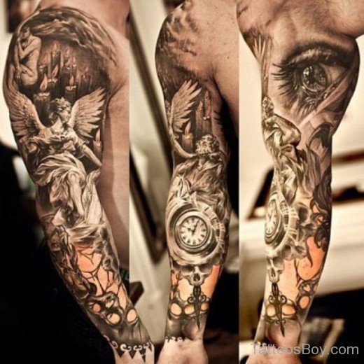 Apollo God Tattoo On Full Sleeve 