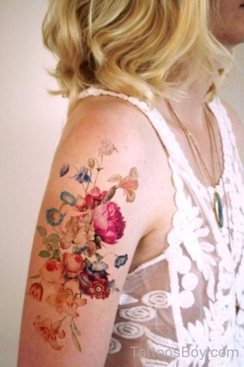 Flower Tattoo On Shoulder