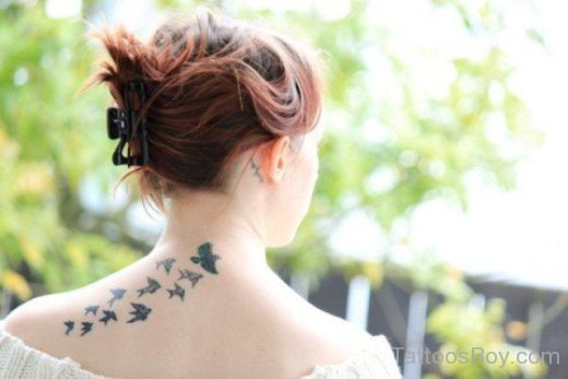 Flying Birds Tattoo On Back