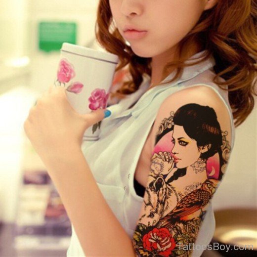 Geisha Tattoo On Shoulder