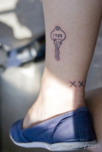 Key Tattoo On Ankle 