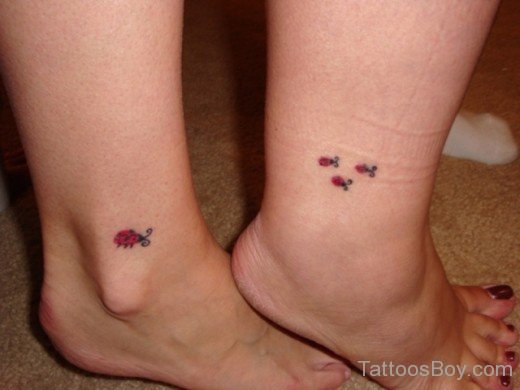 Ladybug Tattoo On Ankle 