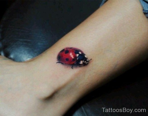 Ladybug Tattoo Design On Ankle 
