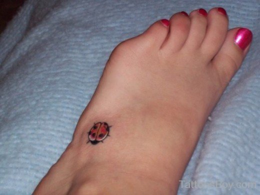 Ladybug Tattoo On Foot