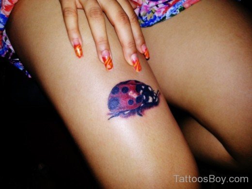Ladybug Tattoo On Thigh