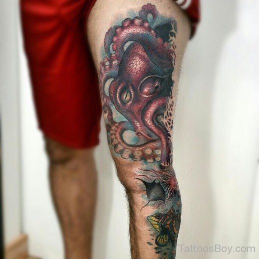 Octopus Tattoo  Design On Thigh