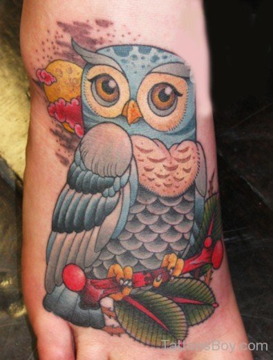 Owl Tattoo Design On Foot 