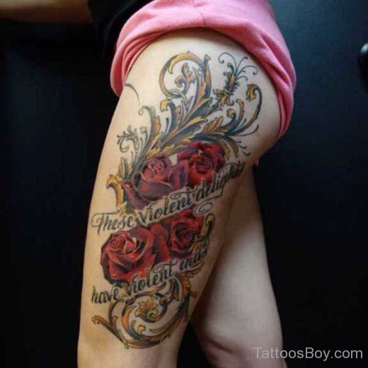 Rose Tattoo On Thigh