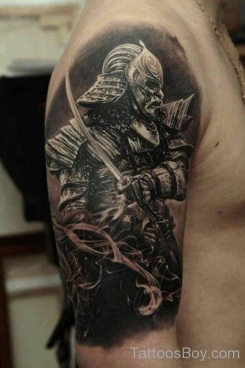 Samurai Warrior Tattoo On Shoulder