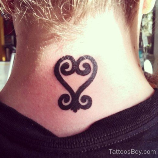 Sankofa Heart Tattoo Design On Nape