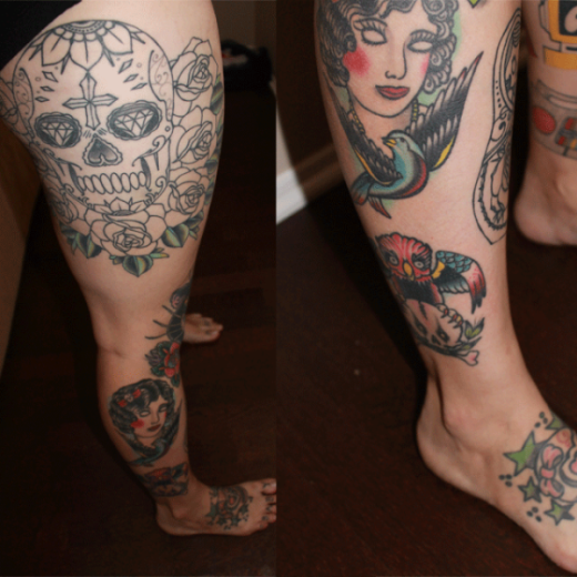 Skull Tattoo On Thigh