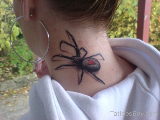 Spider Tattoo Design On Neck