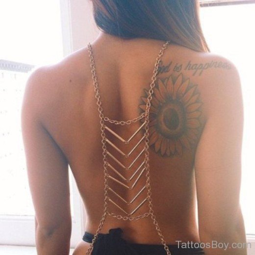 Sunflower Tattoo On Back-TD1115-Tb1143