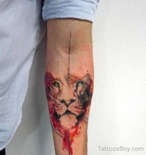 Tiger Face Tattoo On Arm 