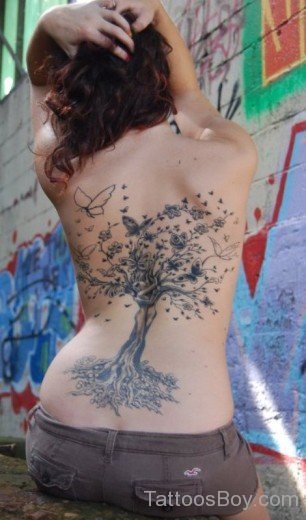 Tree Tattoo Design On Back-TD1118-Tb1146