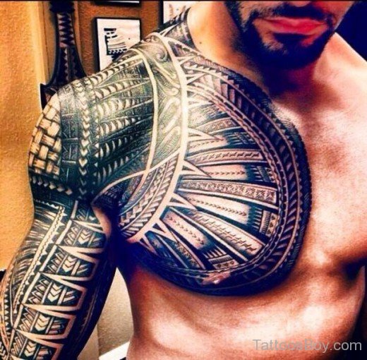 Tribal Tattoo Design On Chest