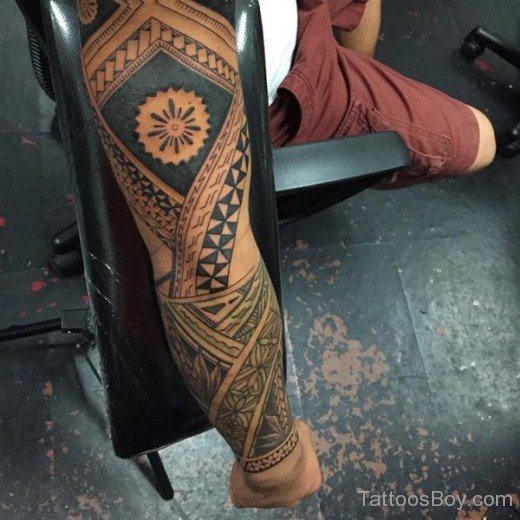 Tribal Tattoo Design On Full Sleeve 