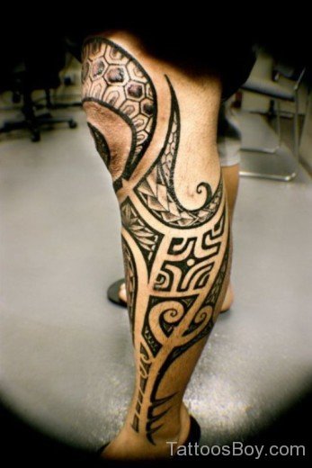 Tribal Tattoo On Leg