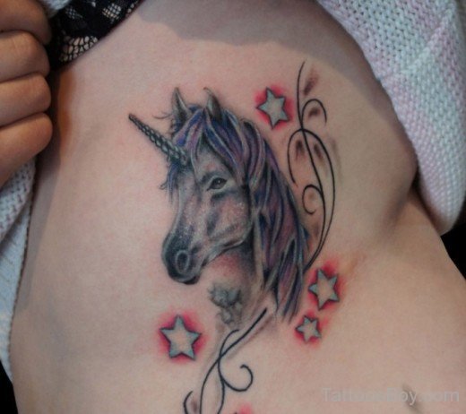 Unicorn Tattoo On Rib