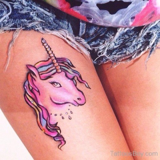 Unicorn Tattoo On Thigh
