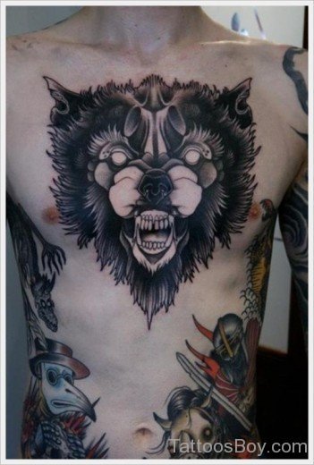 Wolf Tattoo On Chest