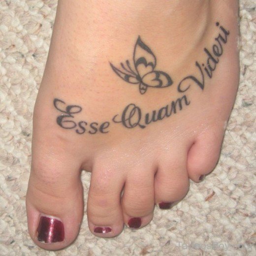 Word Tattoo On Foot 