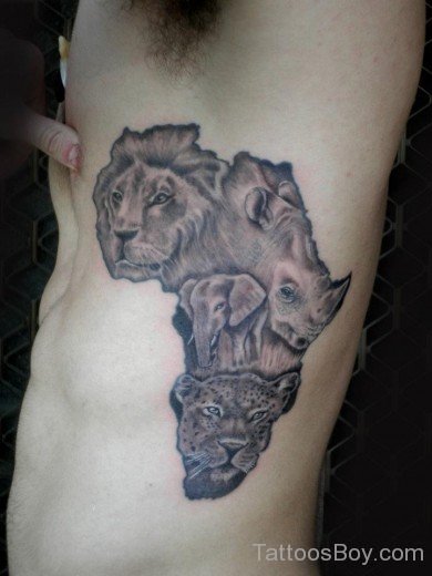 African Animal Tattoo On Rib