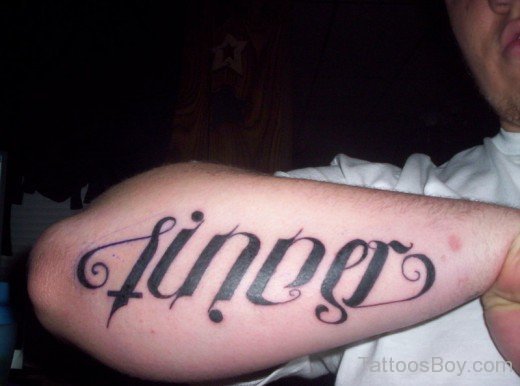 Ambigram Tattoo On Elbow